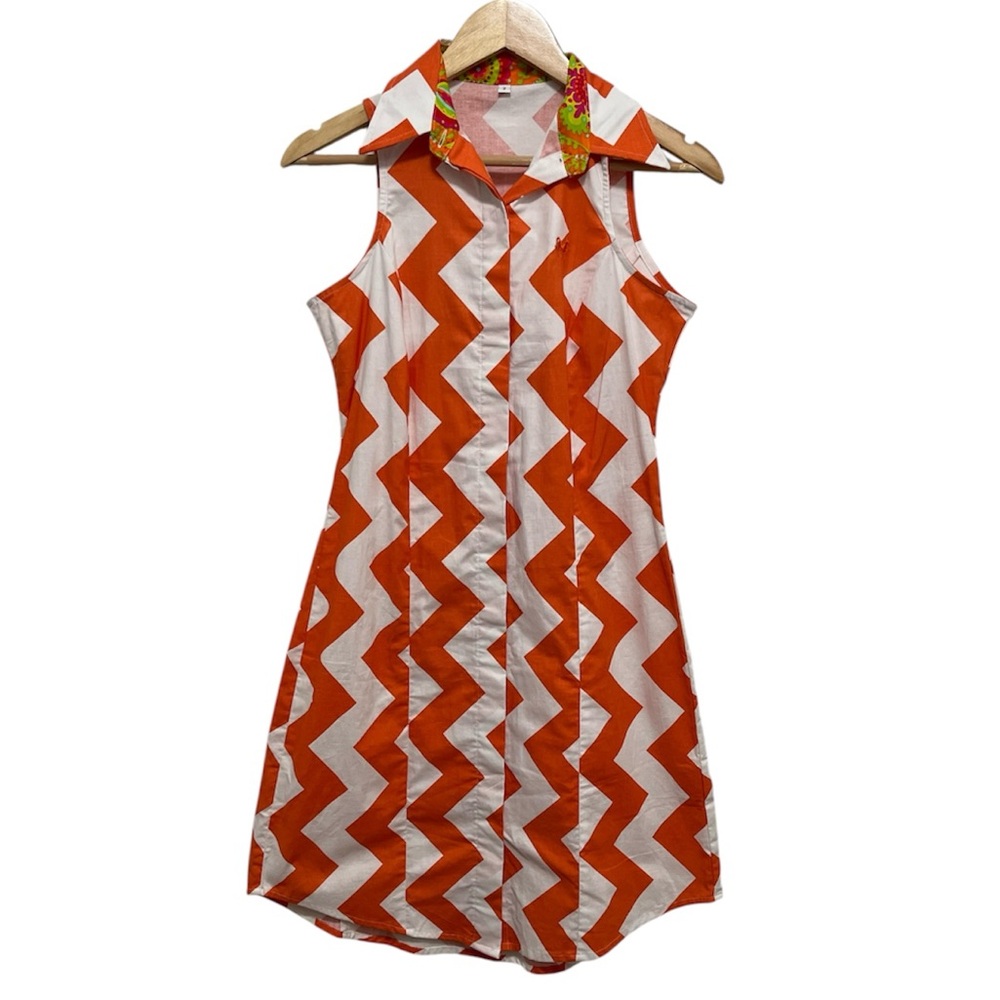 MIDDY N ME Chevron Cotton Shirt Dress Size 2